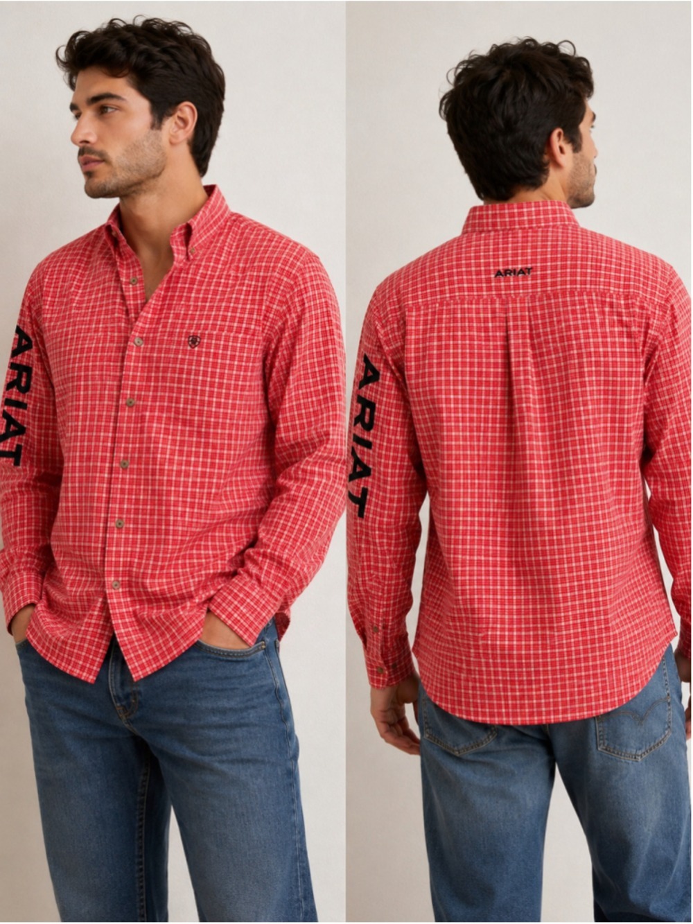 Ariat Pro Series Men’s XL Red Plaid VentTEK Western Button Shirt 22x30